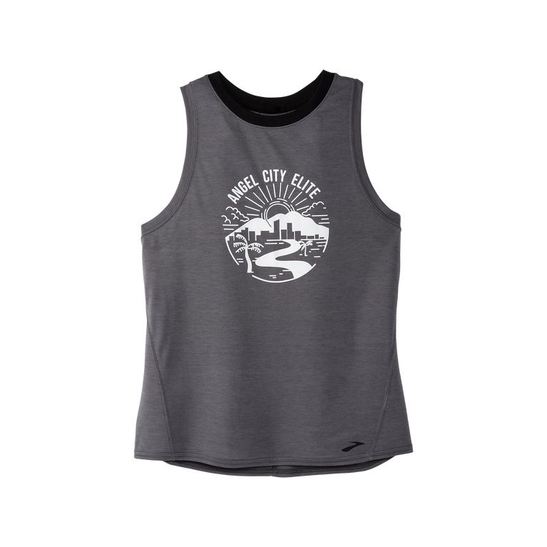 Brooks Houston22 Distance Graphic Running Tank Top - Women's - Shadow Grey/Angel City Elite (62097-N